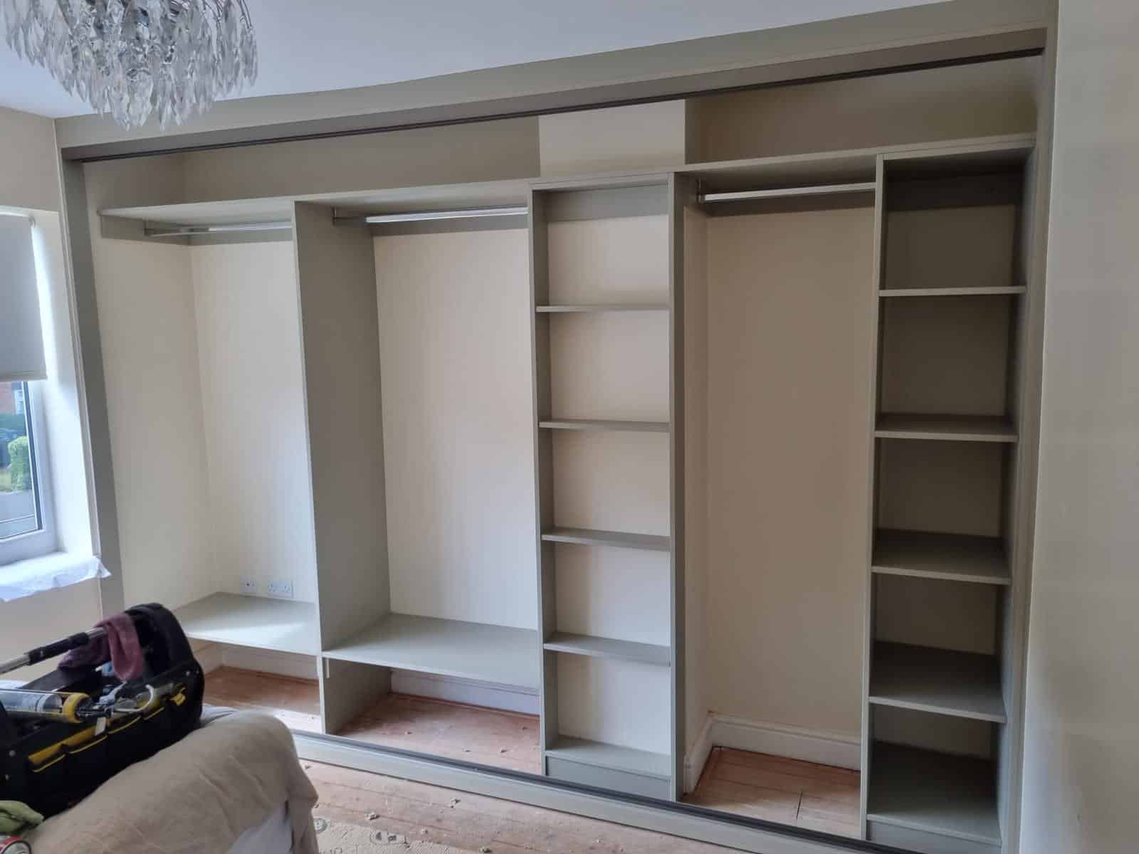 Storage space in glide and slide tailored sliding wardrobes