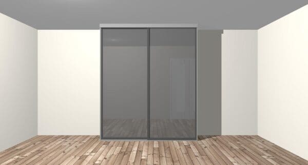 Avon 2 Door Graphite Wardrobe w/ Full-Panel Grey Mirror