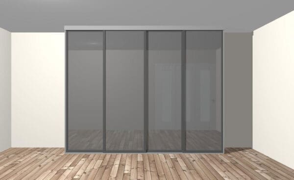 Avon 4 Door Graphite Wardrobe w/ Full-Panel Grey Mirror
