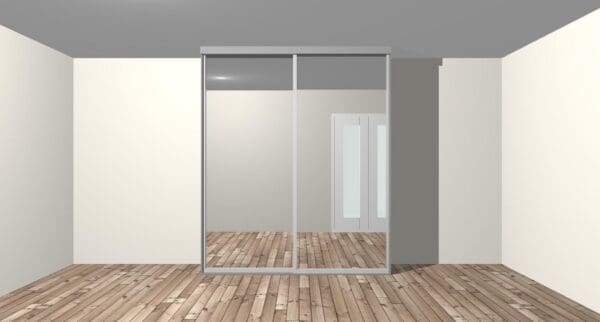 Trent 2 Door Silver Wardrobe w/ Full-Panel Mirror