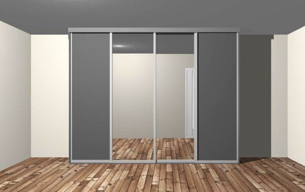 Trent 4 Door Silver Wardrobe w/ Full-Panel Mirror