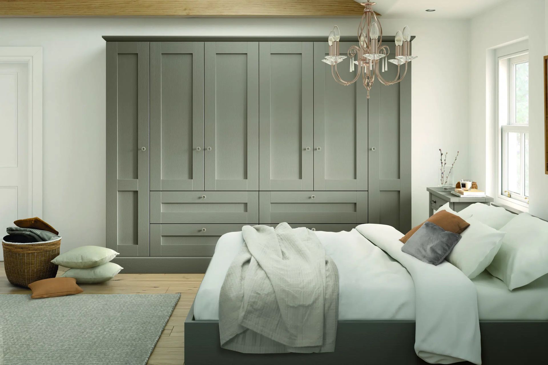 shaker fitted wardrobe Fenwich style stone grey