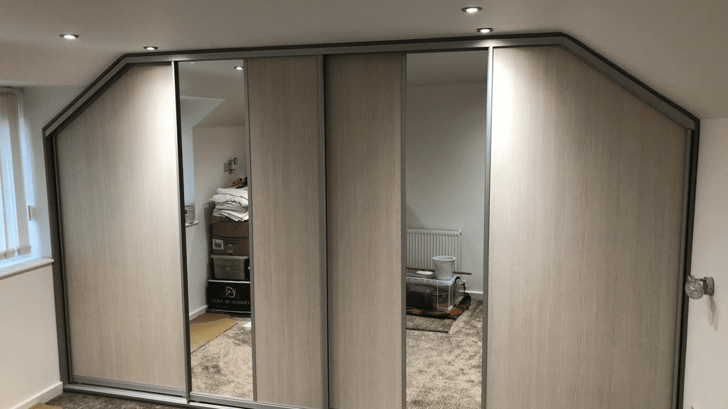 angled custom wardrobe sliding doors