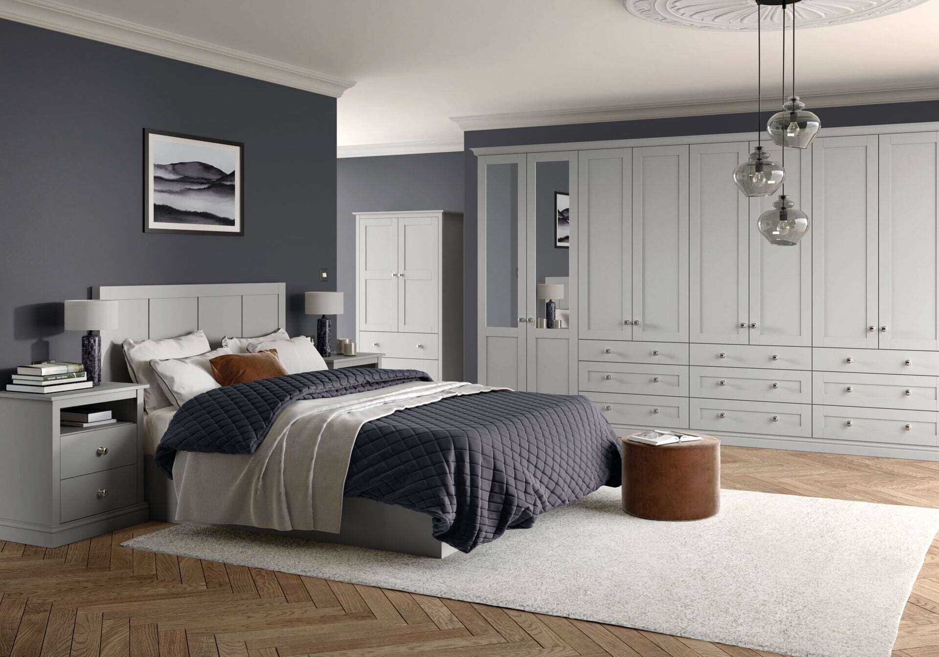 Shaker fitted wardrobe light grey